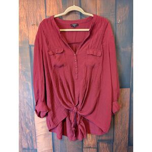 Women's Cocomo Woman Burgundy Plus Size 3/4 Sleeve Top Size 3X